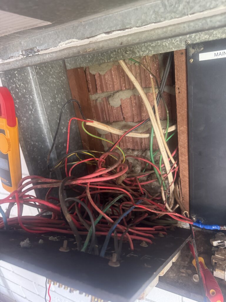 Exposed electrical wiring during residential switchboard replacement and rewiring